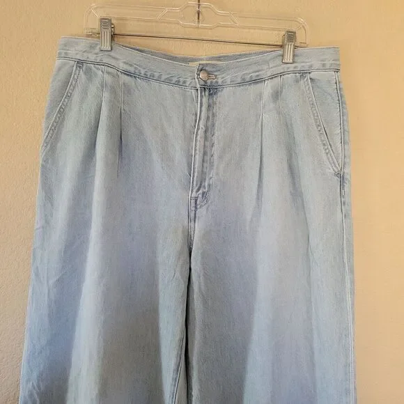 Madewell The Harlow Wide Leg Jeans Womens Blue Denim High Rise Size 30 Pleated - Picture 2 of 8